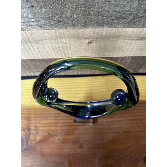 Art Glass Couple Holding Hands Blue Green 11.5”-flaws - Picture 6 of 6
